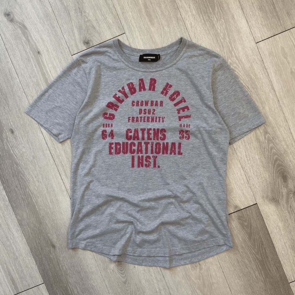 Dsquared2 Fraternity Catens Educational Institute Men's Gray T-Shirt - XXL / 2XL